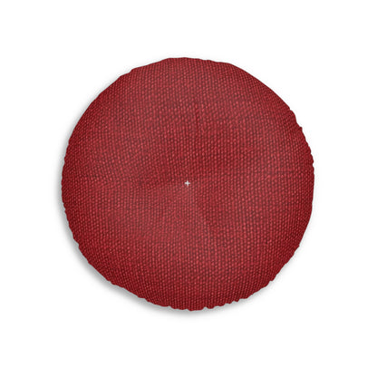 Bold Ruby Red: Denim-Inspired, Passionate Fabric Style - Tufted Floor Pillow, Round