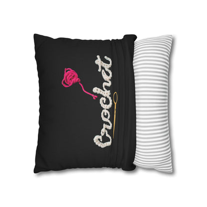 Crochet Love Gift - Heartfelt Fabric Fashion Collector Style - Spun Polyester Square Pillow Case