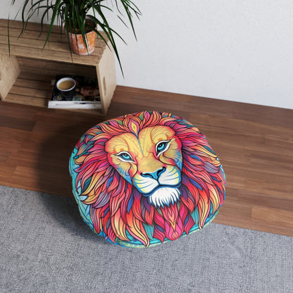 Astrological Leo - Cosmic Zodiac Constellation, Lion Symbol Art - Tufted Floor Pillow, Round