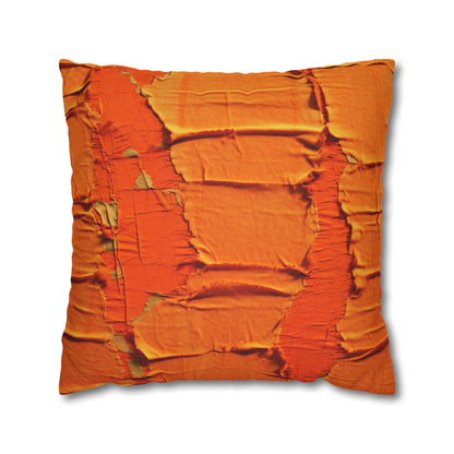 Fiery Citrus Orange: Edgy Distressed, Denim-Inspired Fabric - Spun Polyester Square Pillow Case