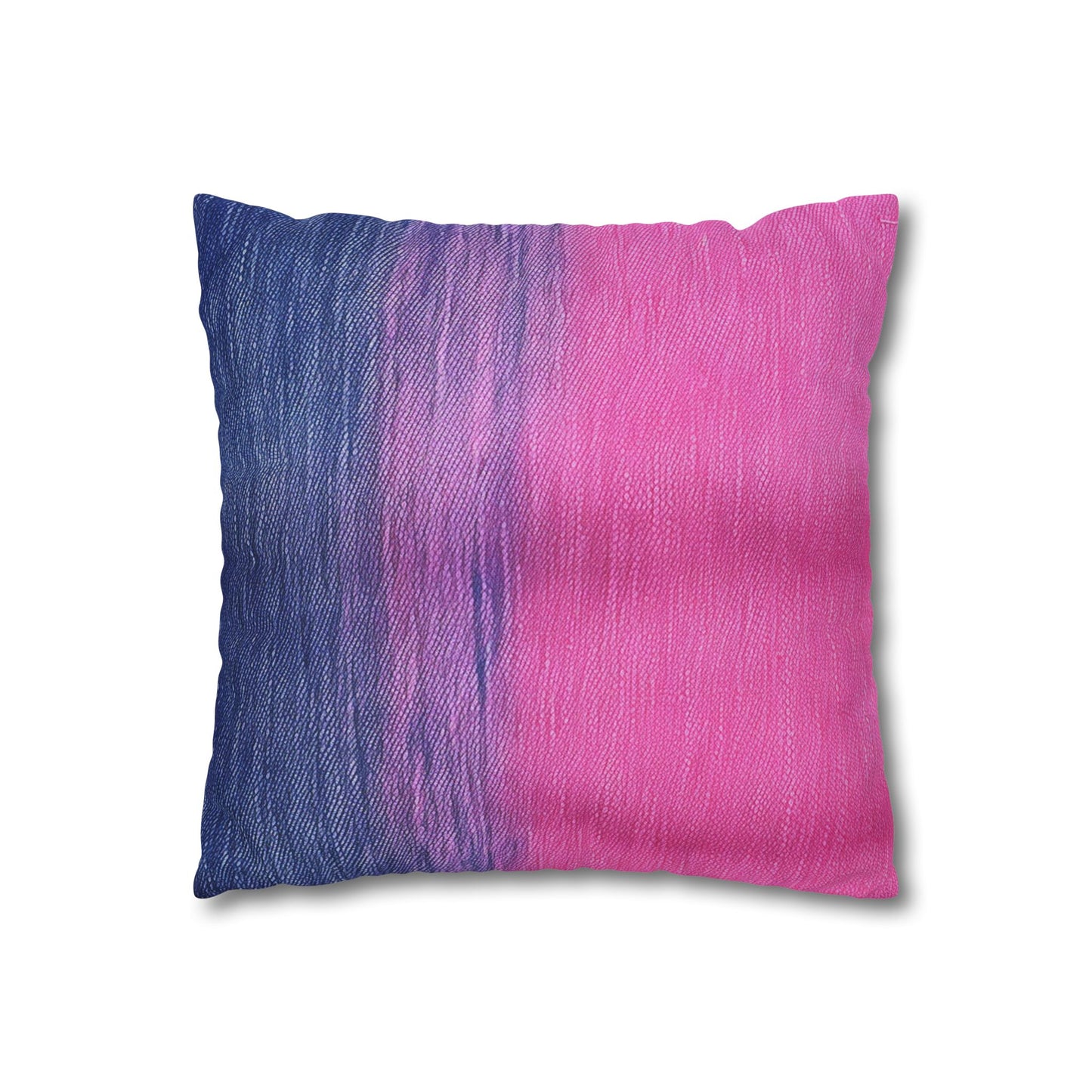 Dual Delight: Half-and-Half Pink & Blue Denim Daydream - Spun Polyester Square Pillow Case