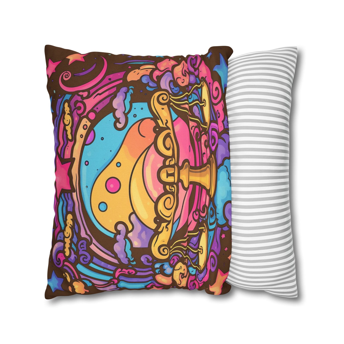 Cosmic Libra - Trippy Psychedelic Cartoon Art Zodiac Sign - Spun Polyester Square Pillow Case