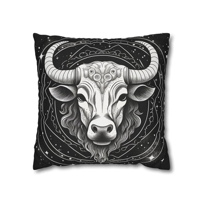 Taurus Sign Spun Polyester Square Pillow Case, Indoor, Double Sided