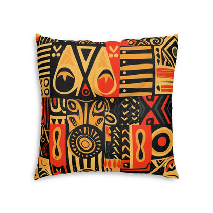 Tribal Art-Inspired Abstract Symbols, Heritage - Tufted Floor Pillow, Square