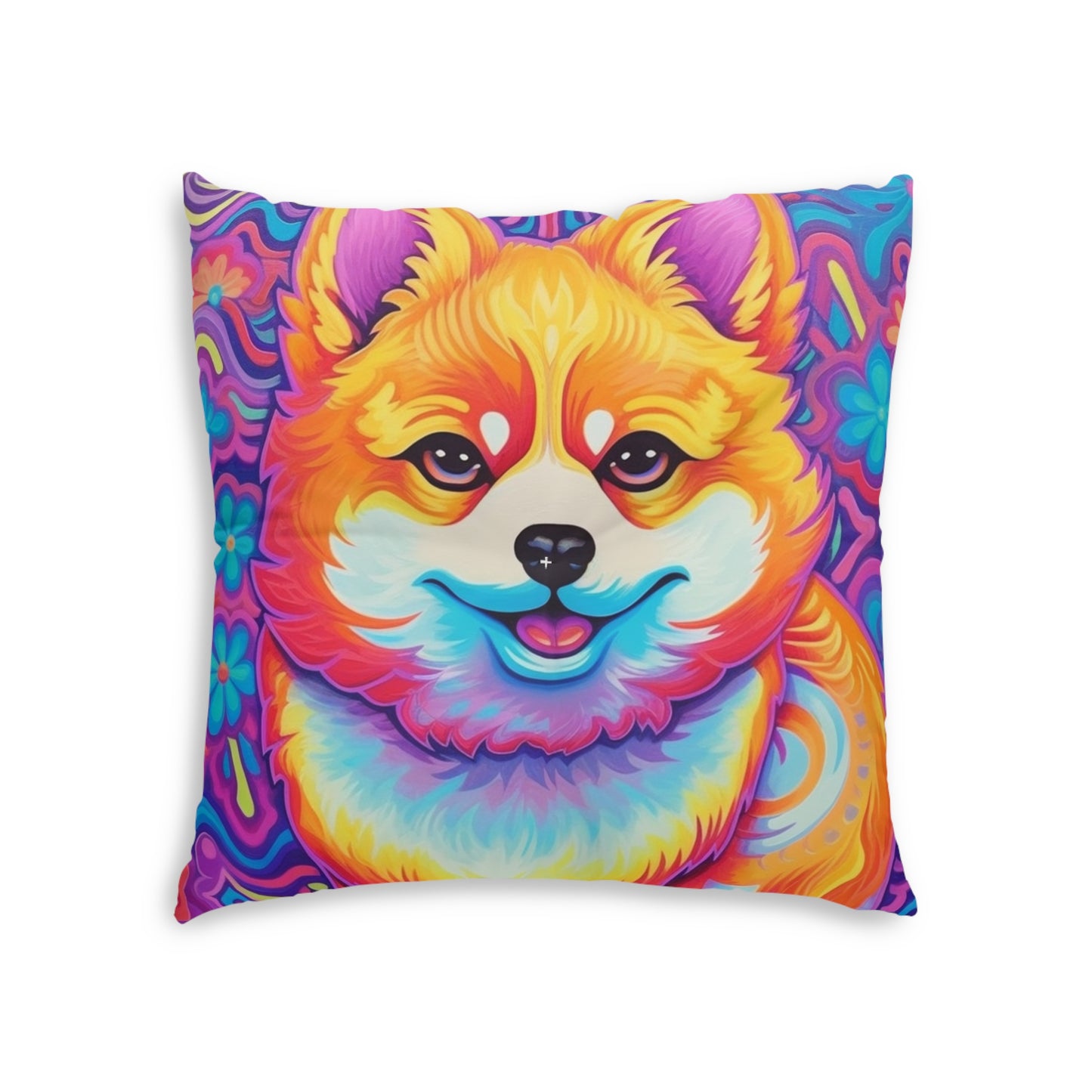 Bright Shiba Inu & Corgi Design - Unique, Vibrant & Eye-Catching - Tufted Floor Pillow, Square