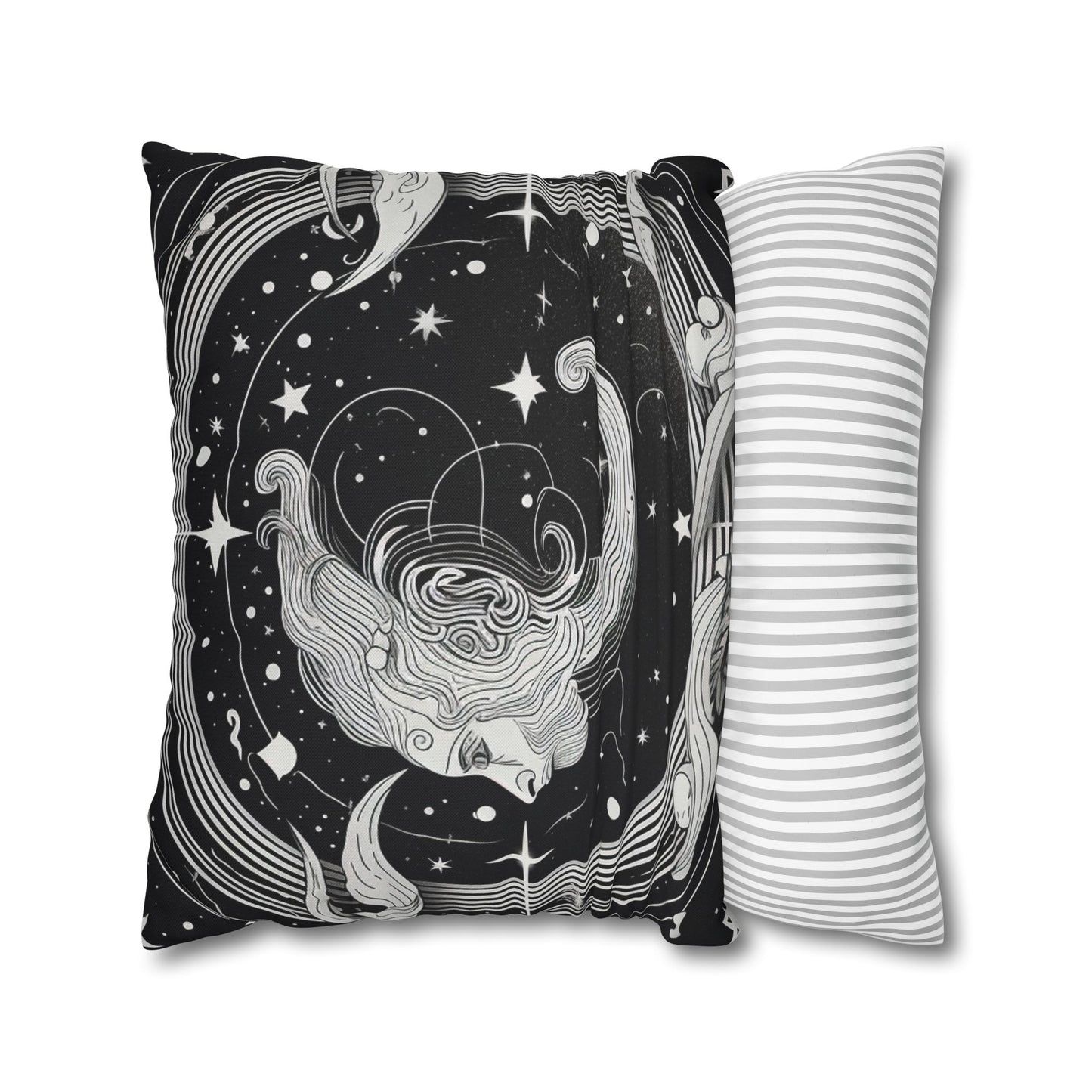 Aquarius Sign Spun Polyester Square Pillow Case, Double Sided Print