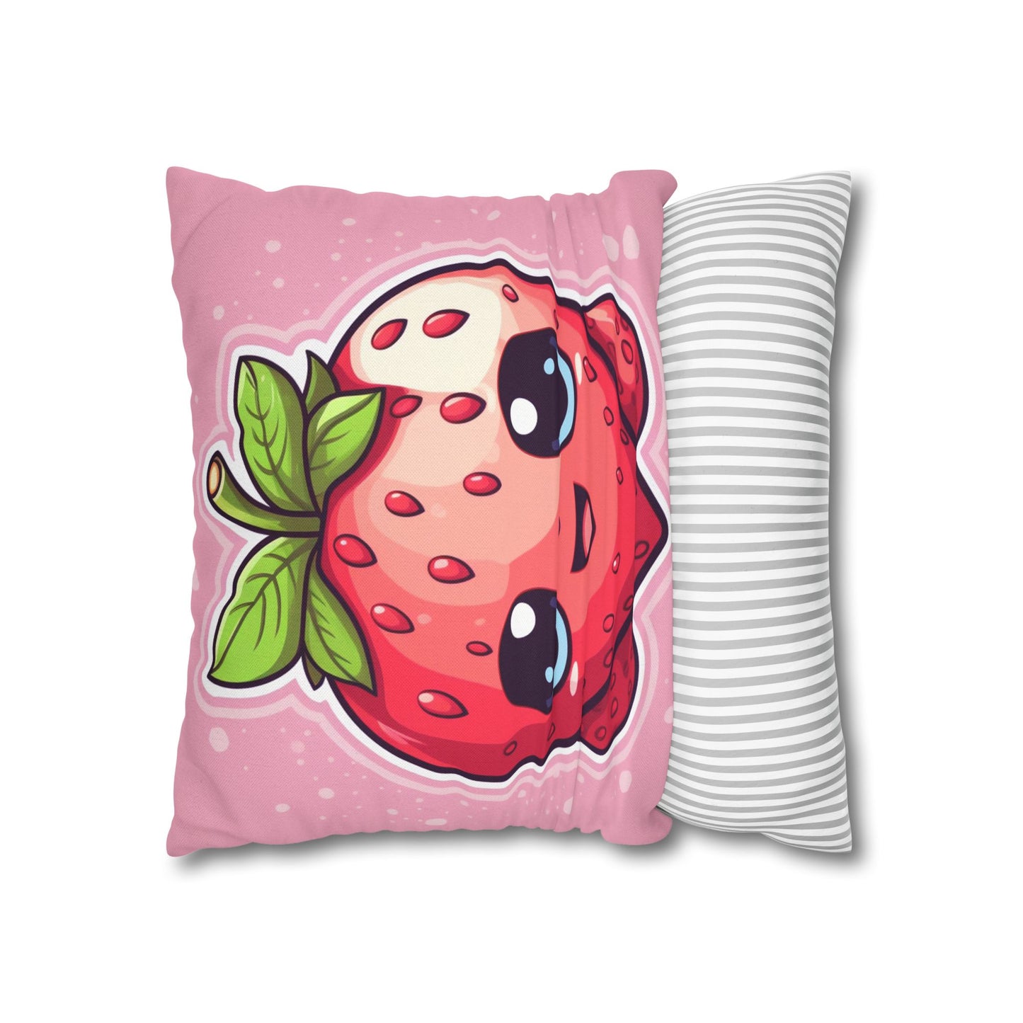 Kawaii Strawberry Adventure - Anime Classic Traditional Japanese Fruit - Otaku Artwork - Spun Polyester Square Pillow Case