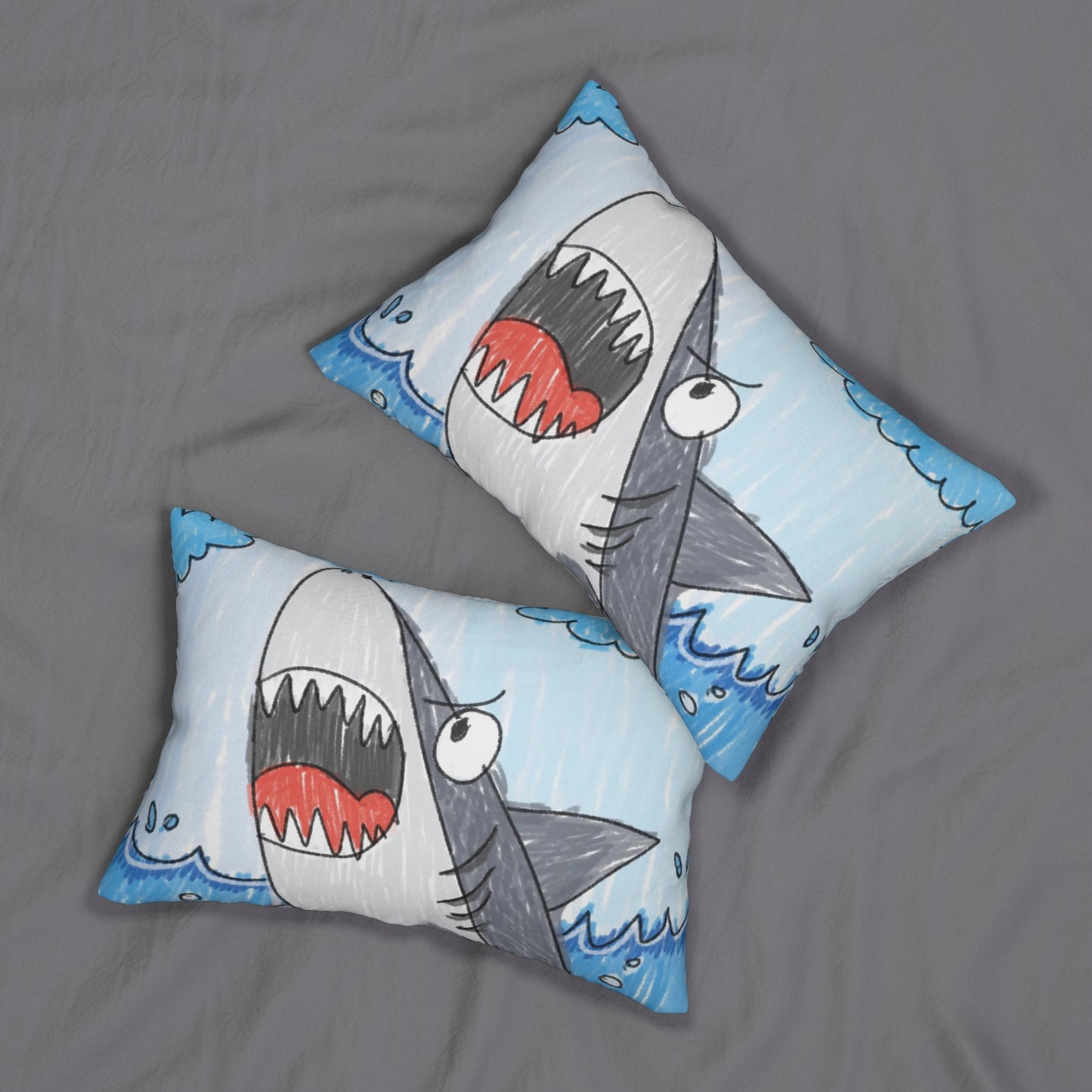 Shark Jaw Teeth Attack Ocean Sea Creature Spun Polyester Lumbar Pillow