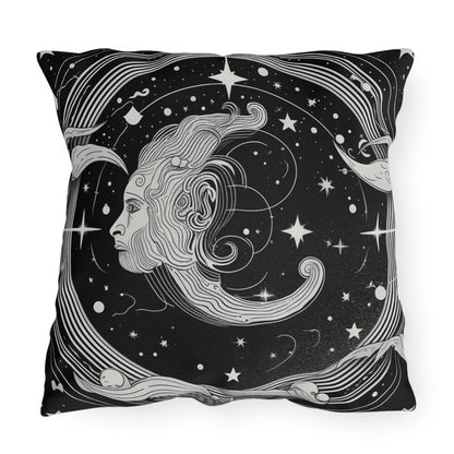 Aquarius Zodiac UV-Resistant Outdoor Pillow, Water-Resistant, Spun Polyester