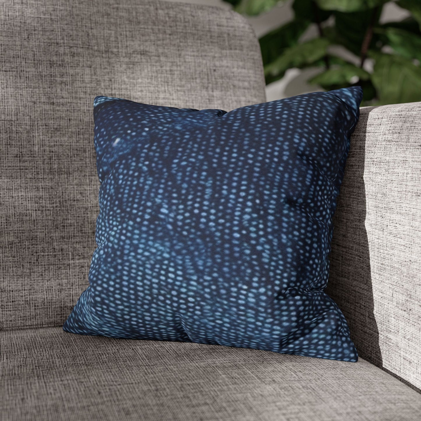 Dark Blue: Distressed Denim-Inspired Fabric Design - Spun Polyester Square Pillow Case