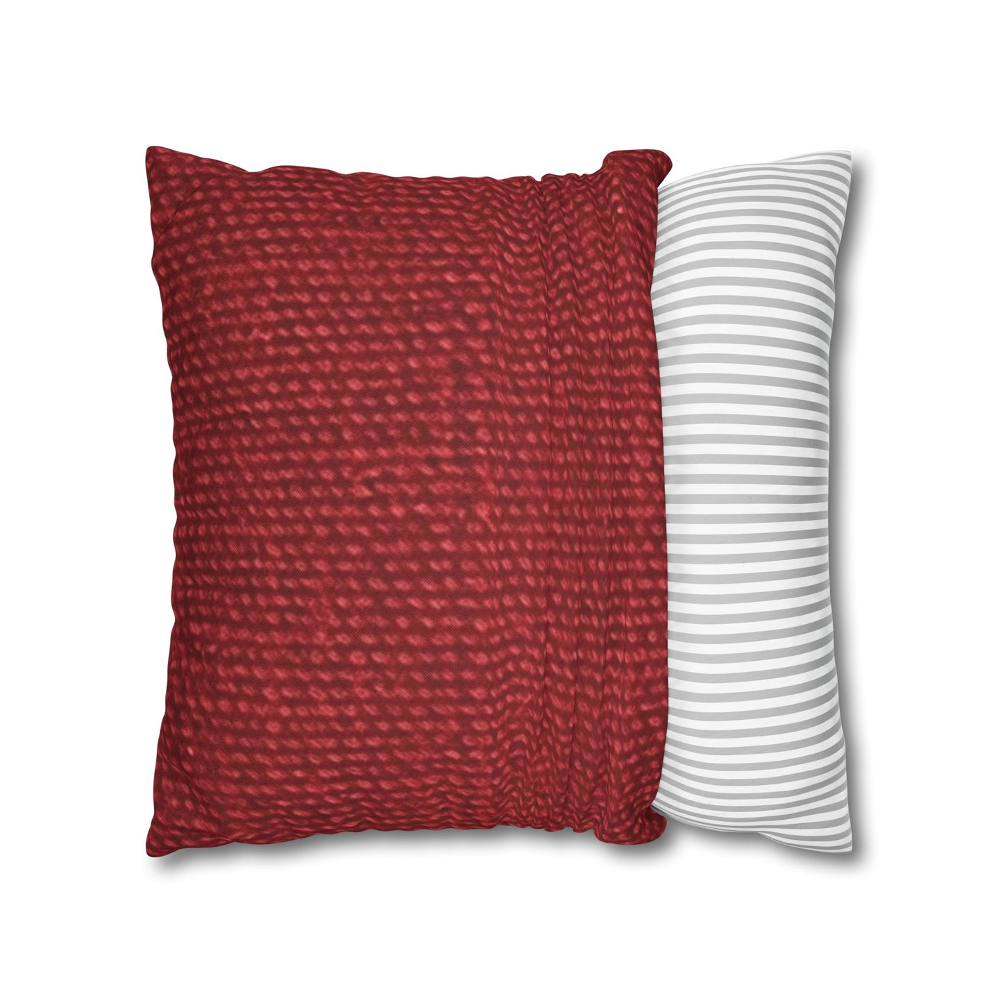 Bold Ruby Red: Denim-Inspired, Passionate Fabric Style - Spun Polyester Square Pillow Case