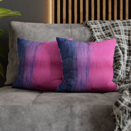 Dual Delight: Half-and-Half Pink & Blue Denim Daydream - Spun Polyester Square Pillow Case