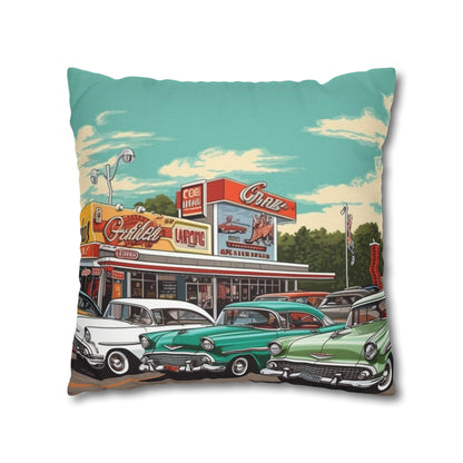 1950s Classic Car Collection Retro Artwork Spun Polyester Square Pillow Case