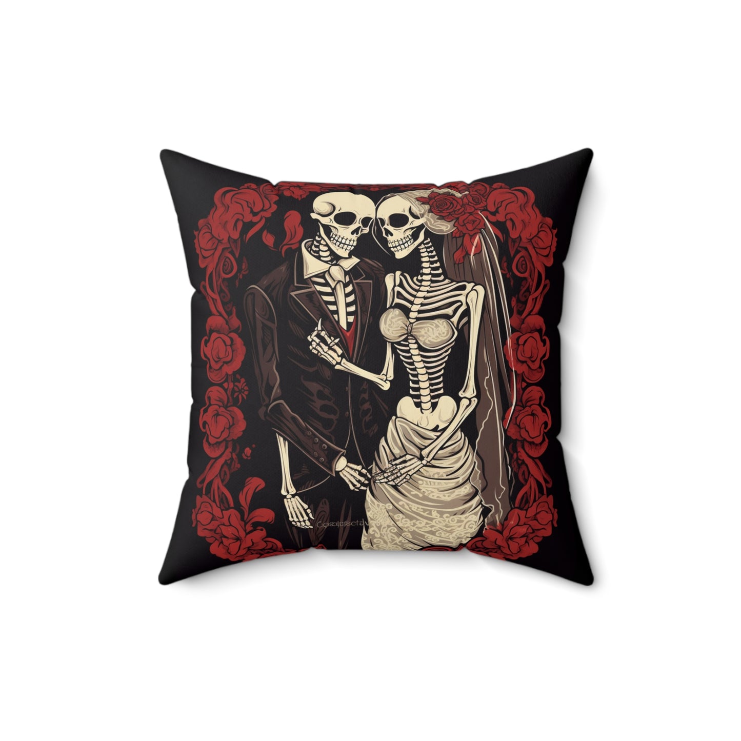 Halloween Wedding Bride & Groom Love - Holiday Festive - Spun Polyester Square Pillow