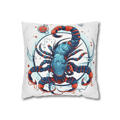 Cute Scorpio Zodiac Sign - Big Claws, Long Tail Cosmic Astrology Symbol - Spun Polyester Square Pillow Case