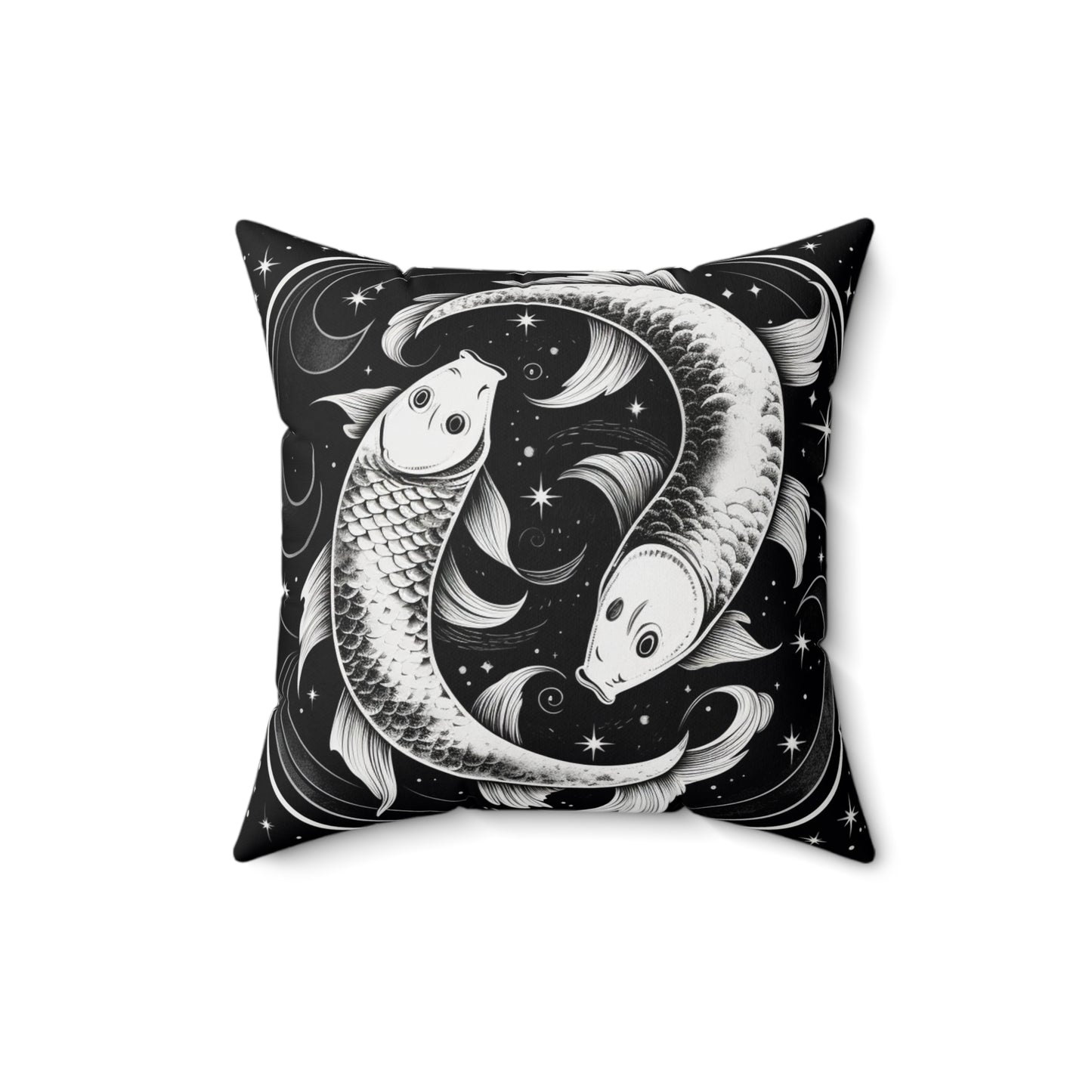 Pisces Zodiac, Fish Symbol Design, Water Element, Spun Polyester Square Pillow