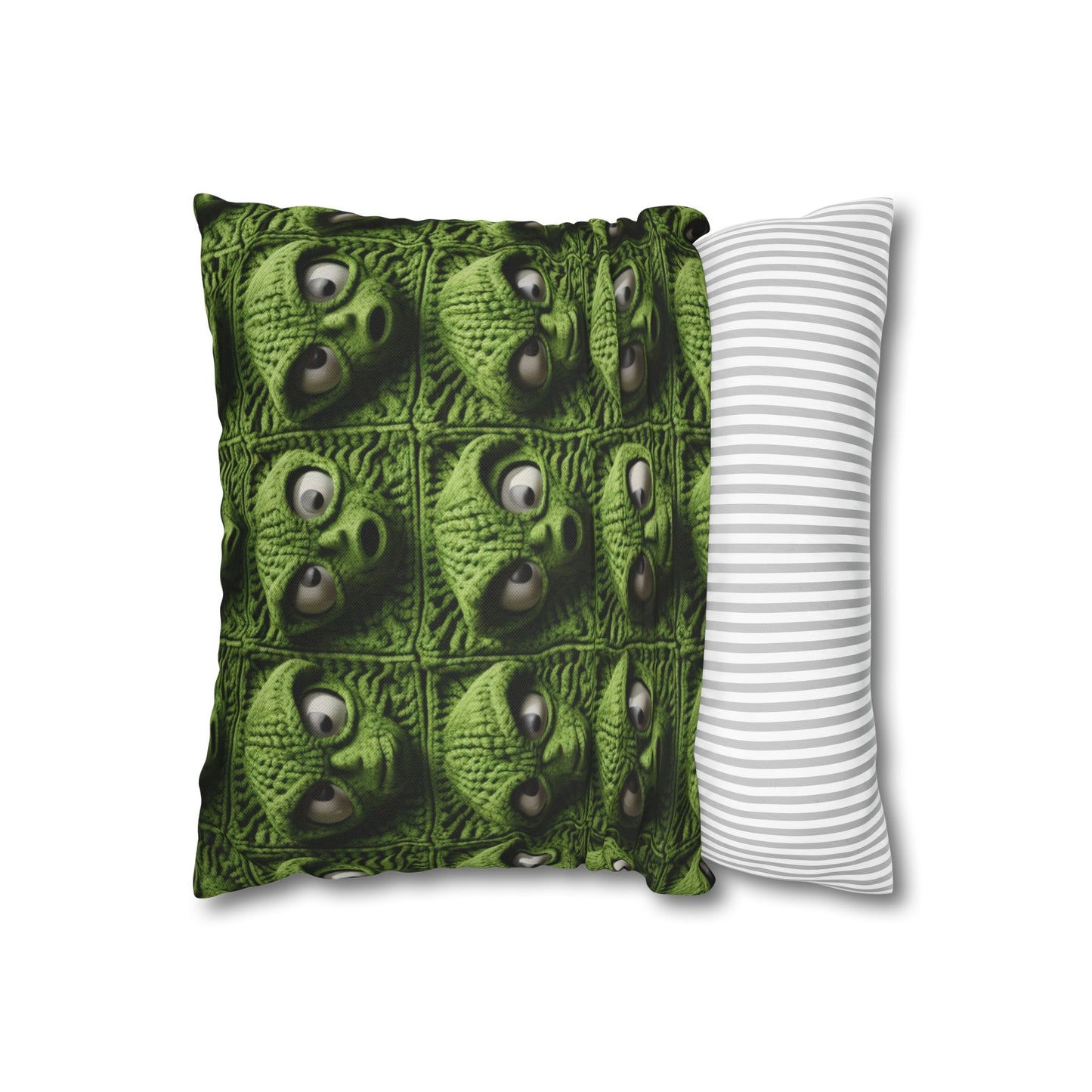 Alien Granny Square Crochet - Galacitc Space Sci fi Fantasy Theme - Spun Polyester Square Pillow Case