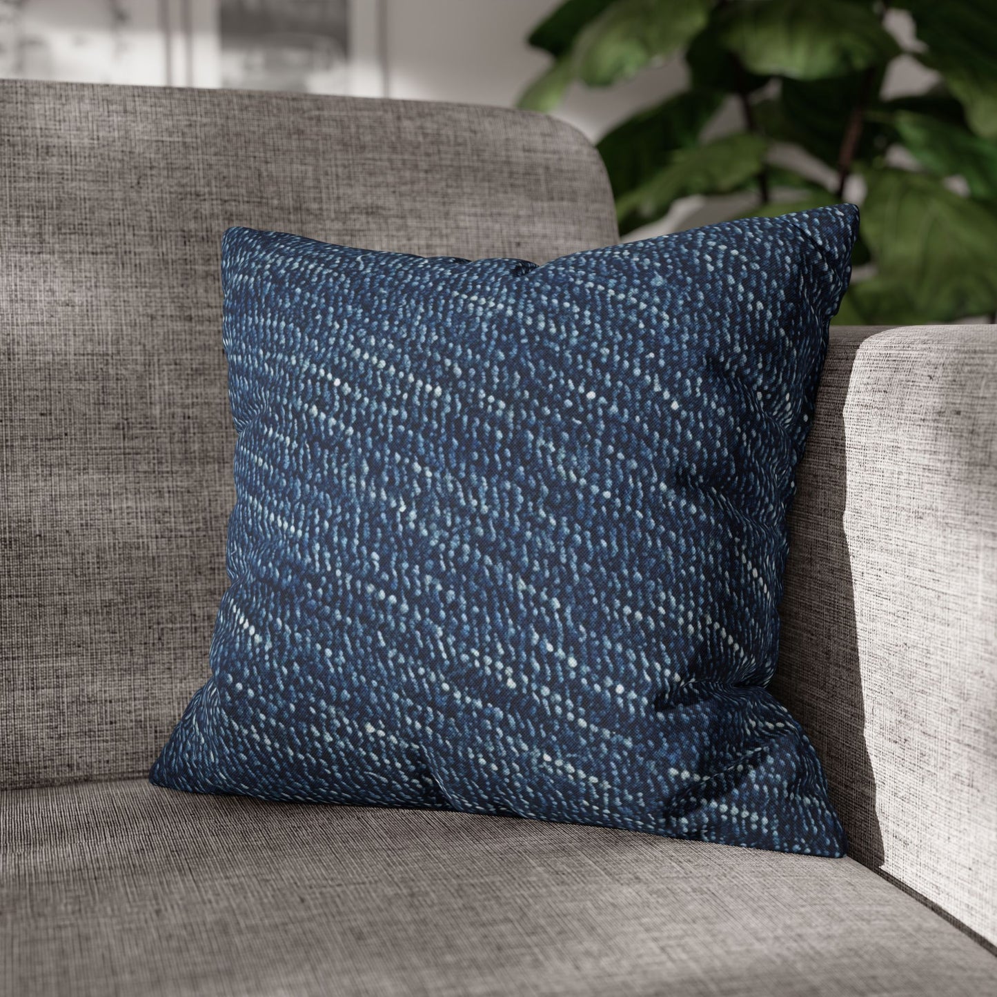 Denim-Inspired Design - Distinct Textured Fabric Pattern - Spun Polyester Square Pillow Case