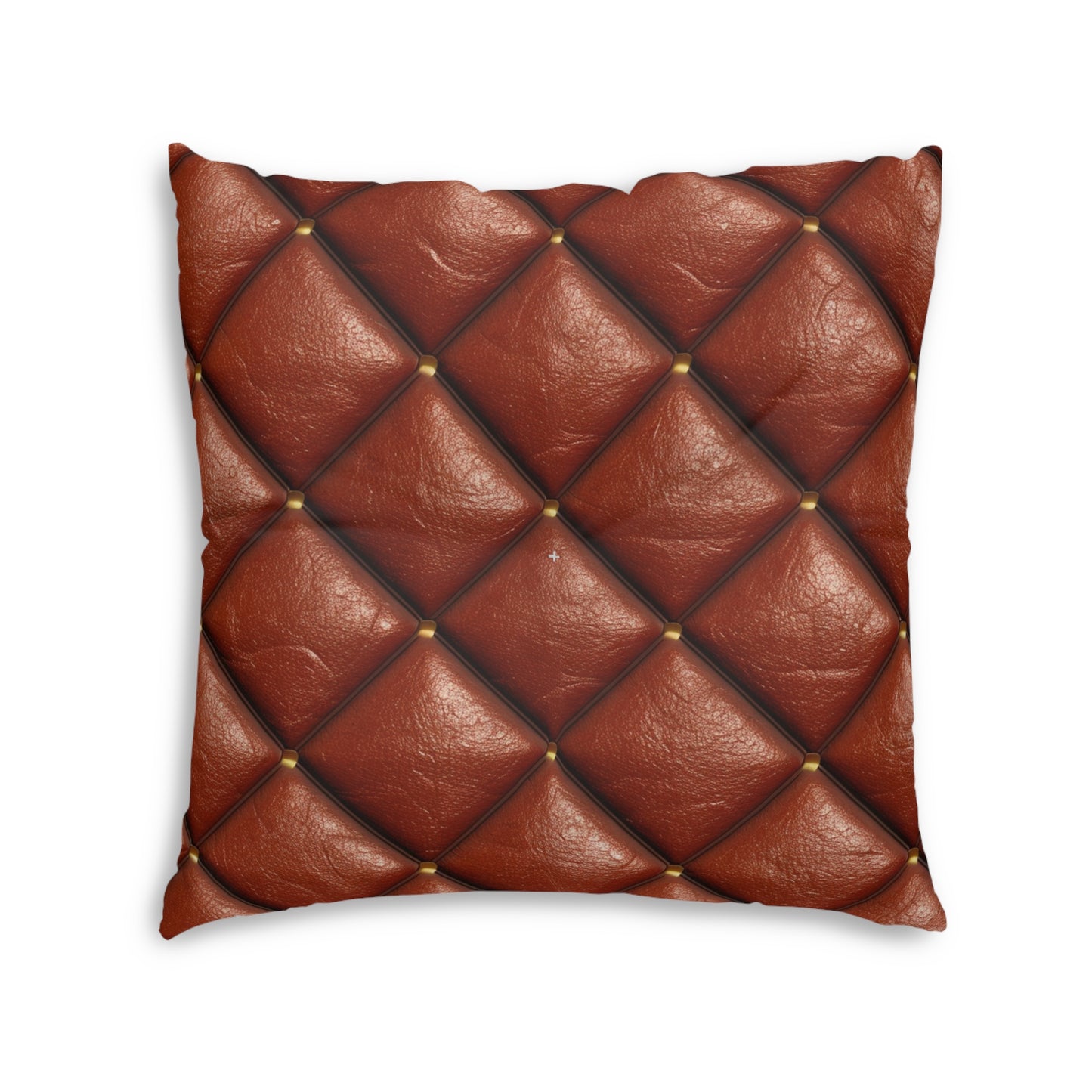 Brown Leather Cognac Pattern Rugged Durable Design Style - Tufted Floor Pillow, Square