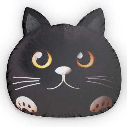 Black Kitten Beanbag Chair, Cat Gift, Plush Shaped Pillow