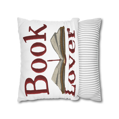 Open Book Embroidery Art: Book Lover Text for Avid Readers - Spun Polyester Square Pillow Case