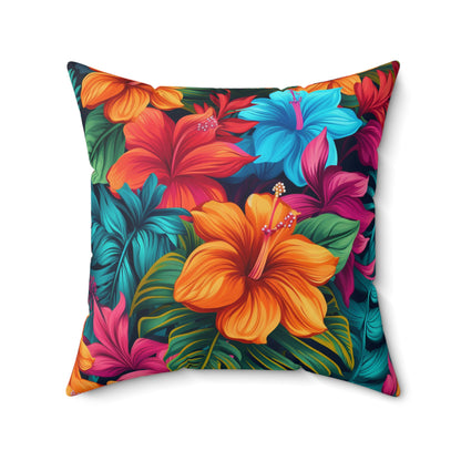 Hawaiian-Inspired Tropical Floral Pattern Design Spun Polyester Square Pillow