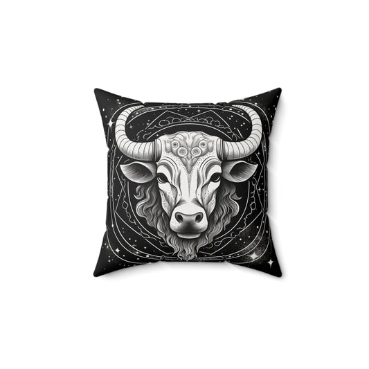 Taurus Zodiac, Earthy Bull Design, Earth Element, Spun Polyester Square Pillow