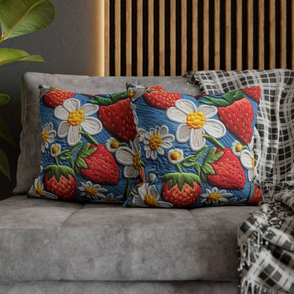 Orchard Berries: Juicy Sweetness from Nature's Garden - Fresh Strawberry Elegance - Spun Polyester Square Pillow Case