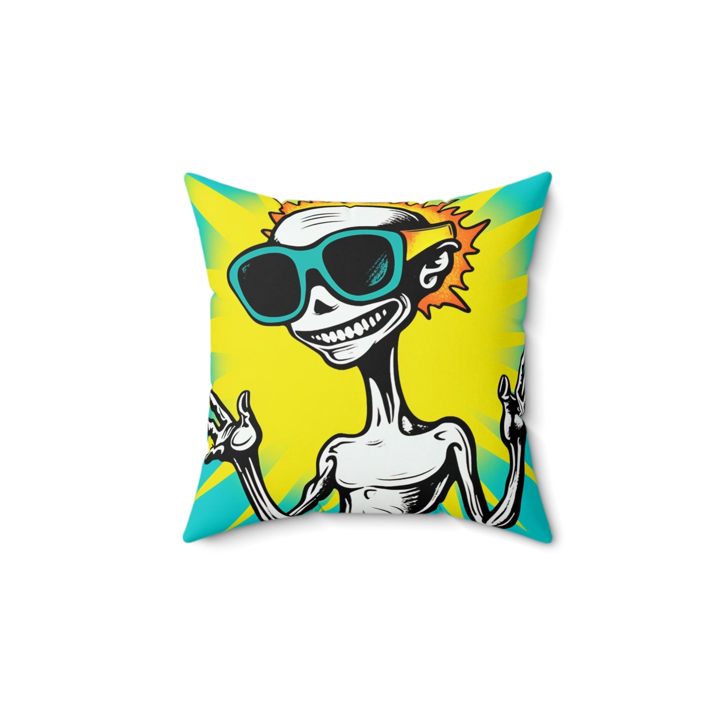 Designer Alien Summer Style Spun Polyester Square Pillow