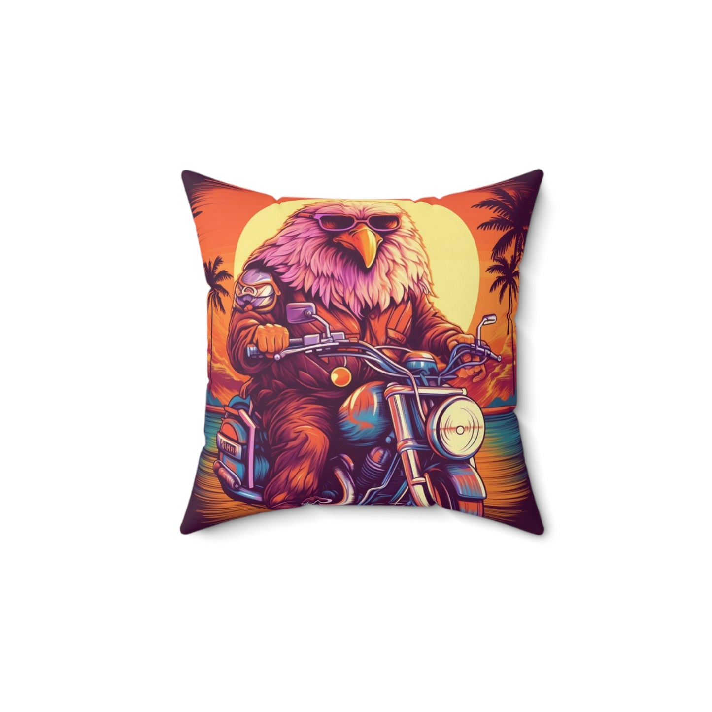 Classic American Motorcycle Ride Biker USA Style Spun Polyester Square Pillow