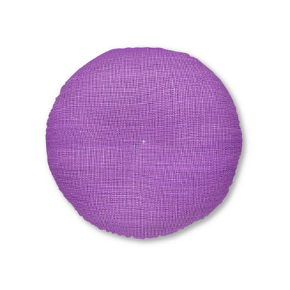 Hyper Iris Orchid Red: Denim-Inspired, Bold Style - Tufted Floor Pillow, Round