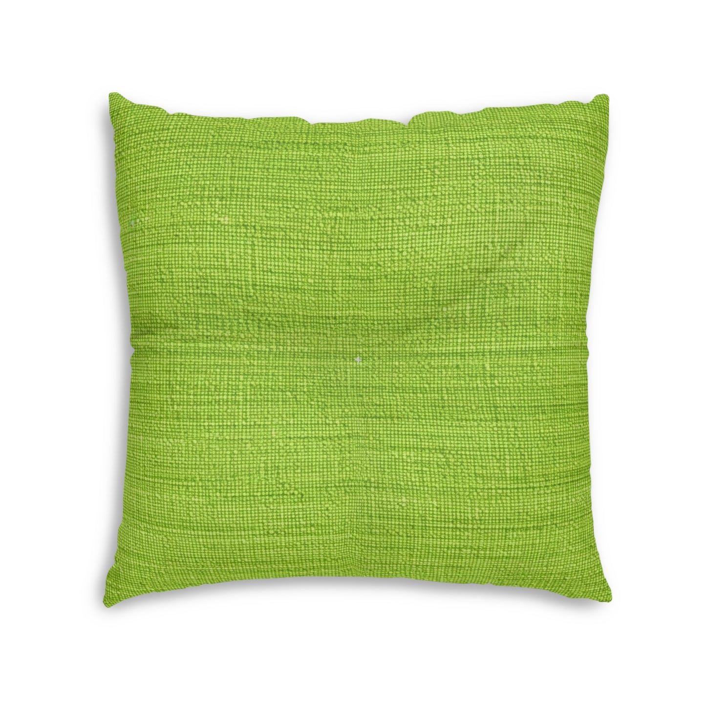 Lush Grass Neon Green: Denim-Inspired, Springtime Fabric Style - Tufted Floor Pillow, Square