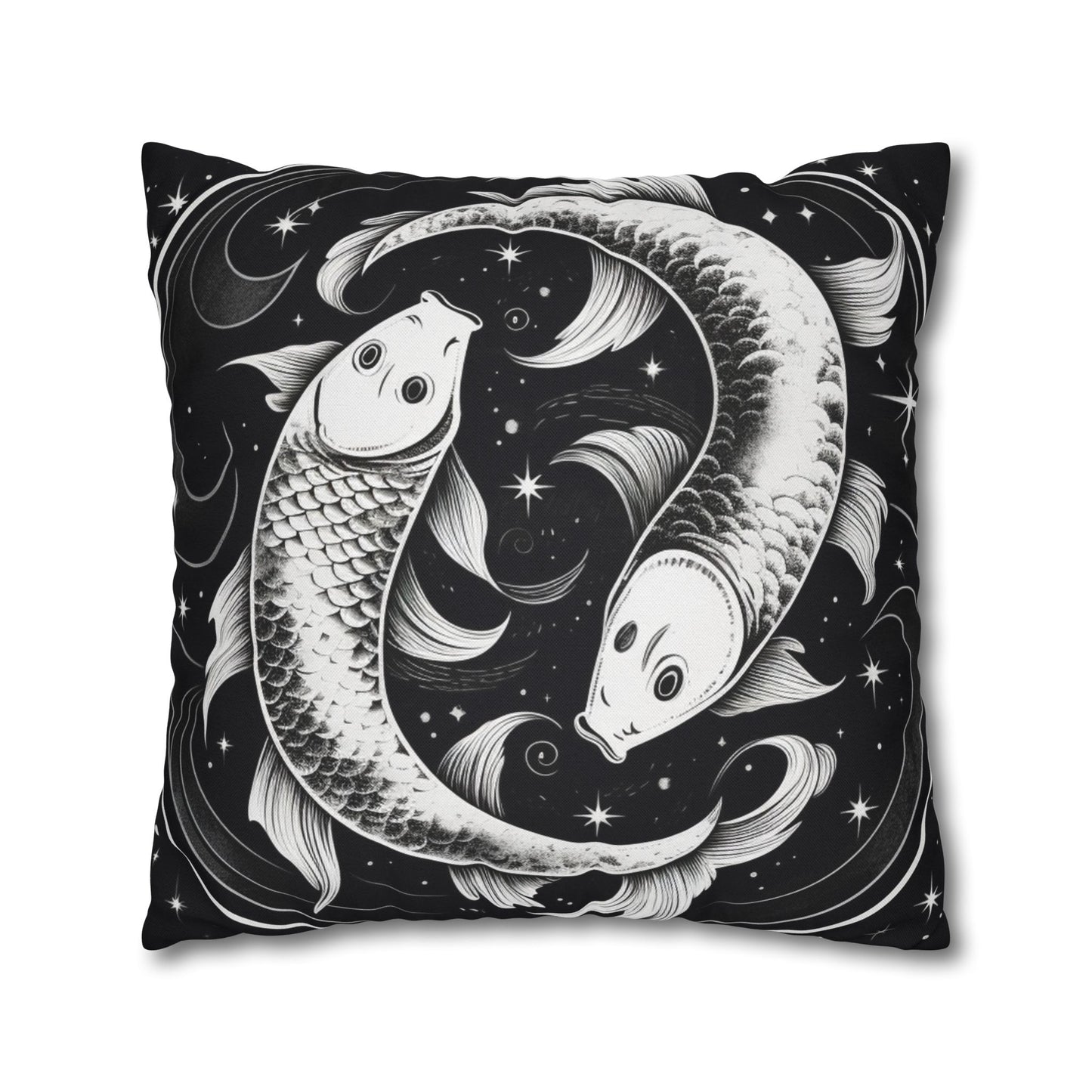 Pisces Zodiac Sign Polyester Square Pillow Case, Double Sided Design