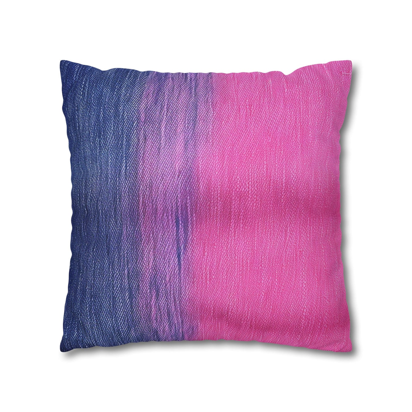 Dual Delight: Half-and-Half Pink & Blue Denim Daydream - Spun Polyester Square Pillow Case