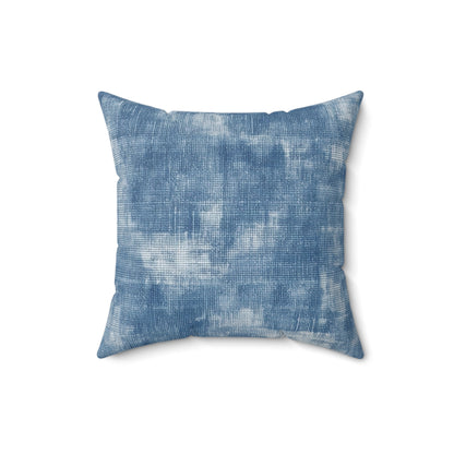 Faded Blue Washed-Out: Denim-Inspired, Style Fabric - Spun Polyester Square Pillow