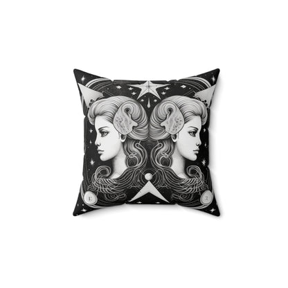 Gemini Zodiac, Twin Symbol Design, Air Element, Spun Polyester Square Pillow