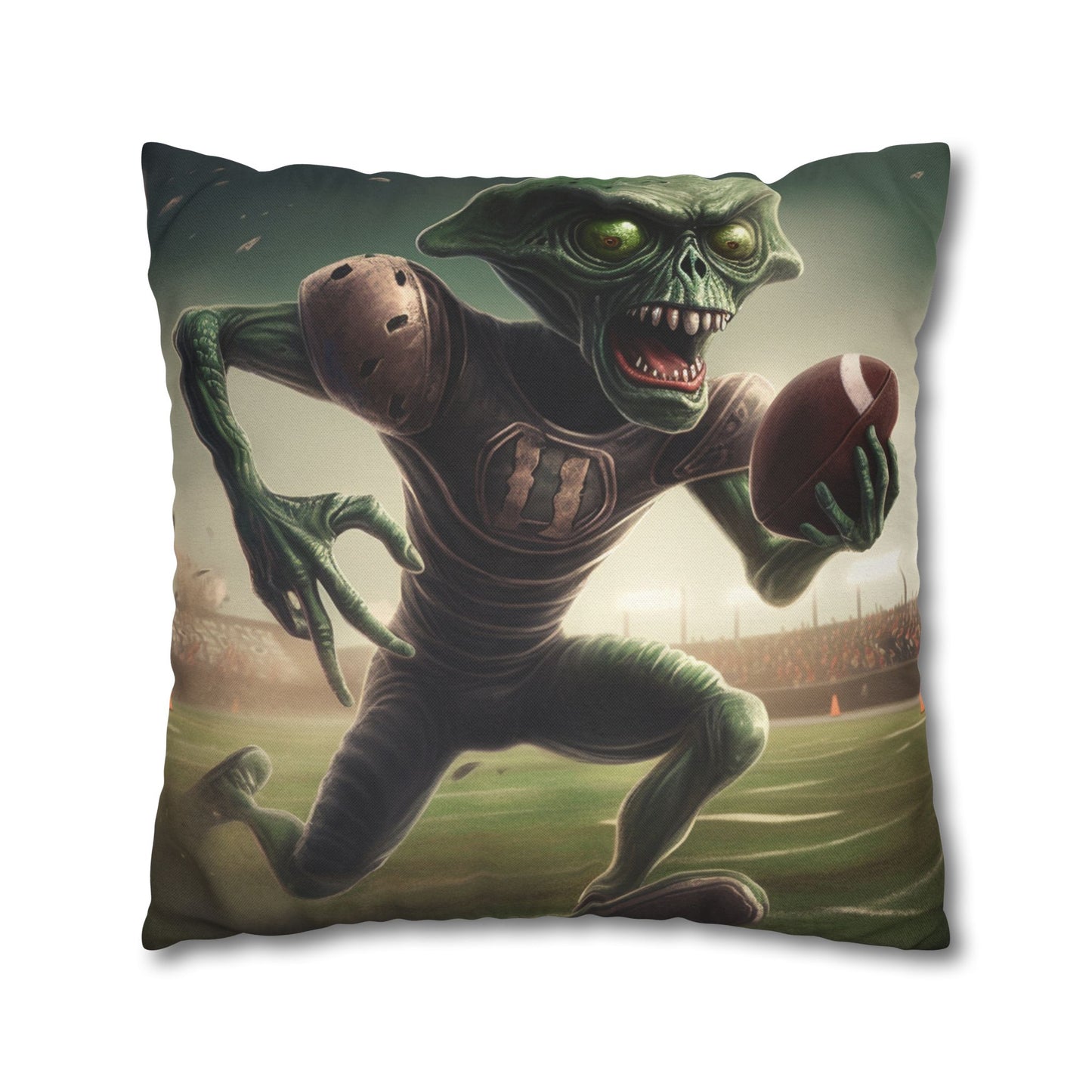 Alien Football Space Sport Game Stadium Athlete Galaxy Player - Spun Polyester Square Pillow Case