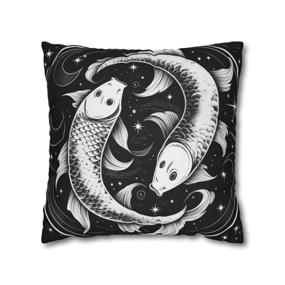 Pisces Zodiac Sign Polyester Square Pillow Case, Double Sided Design