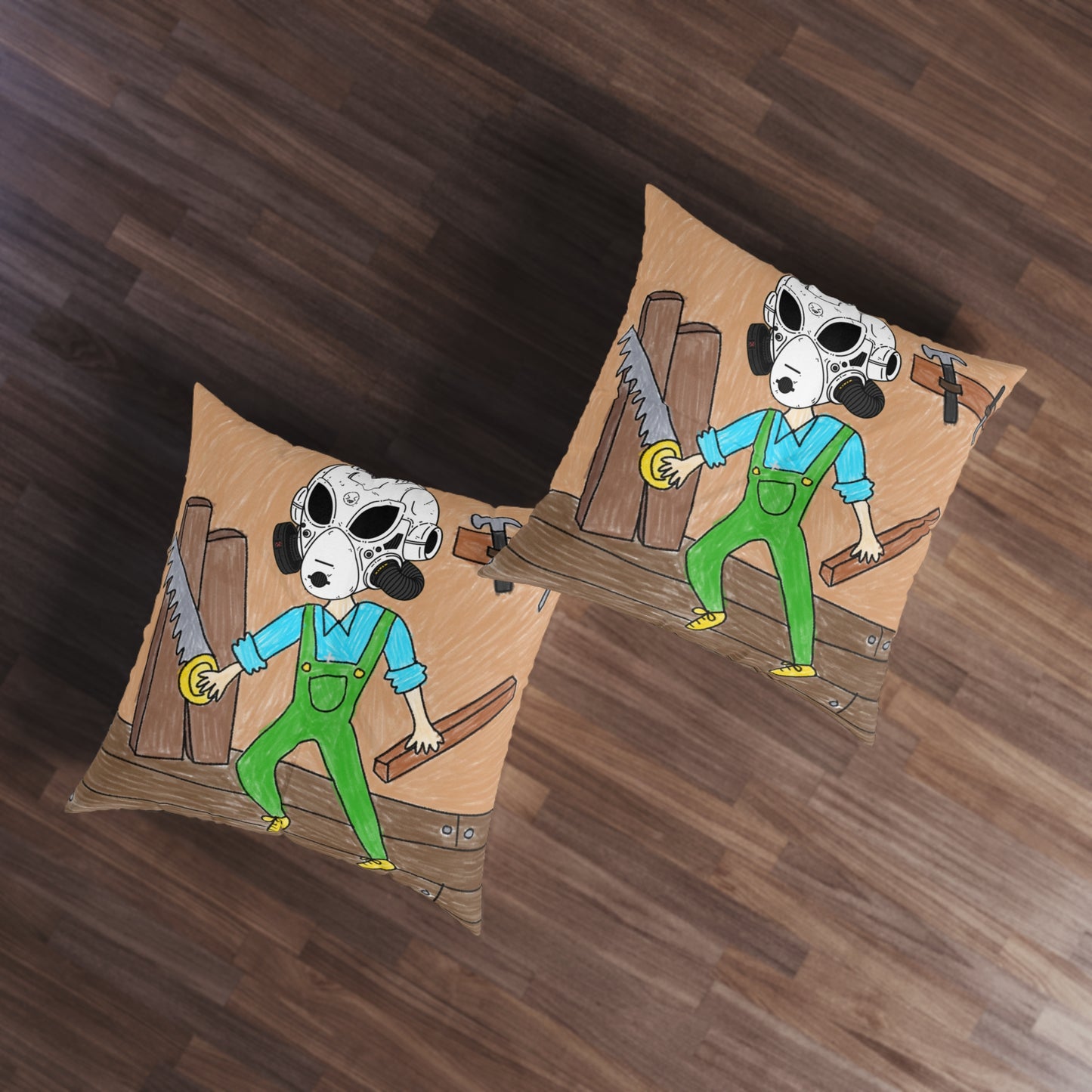 Master Crafter Robotic Alien LOL Visitor Tool Utility Tufted Floor Pillow, Square