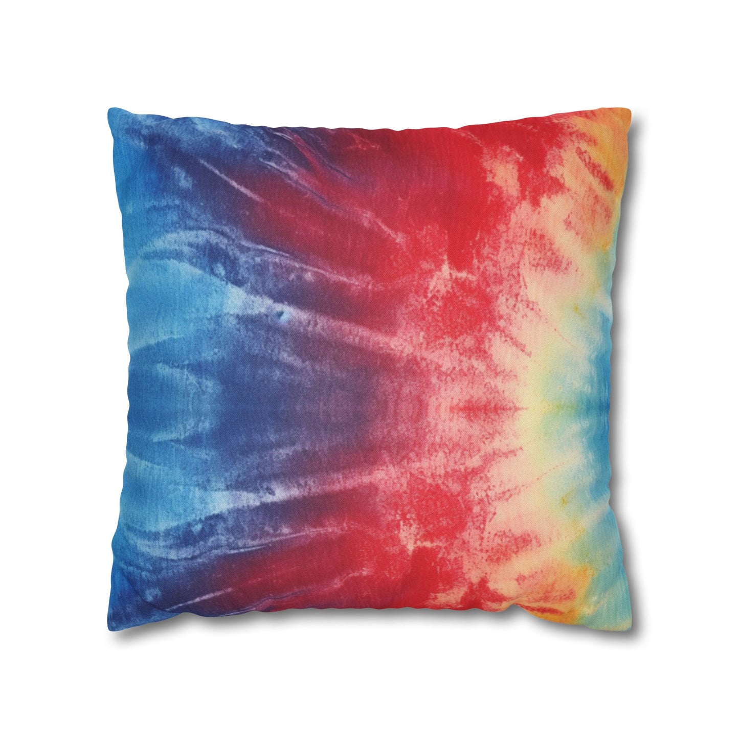 Rainbow Tie-Dye Denim: Vibrant Multi-Color, Fabric Design Spectacle - Spun Polyester Square Pillow Case