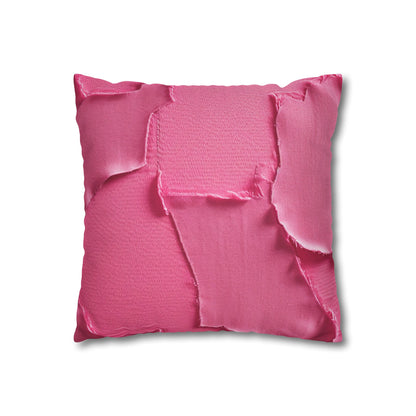 Distressed Neon Pink: Edgy, Ripped Denim-Inspired Doll Fabric - Spun Polyester Square Pillow Case