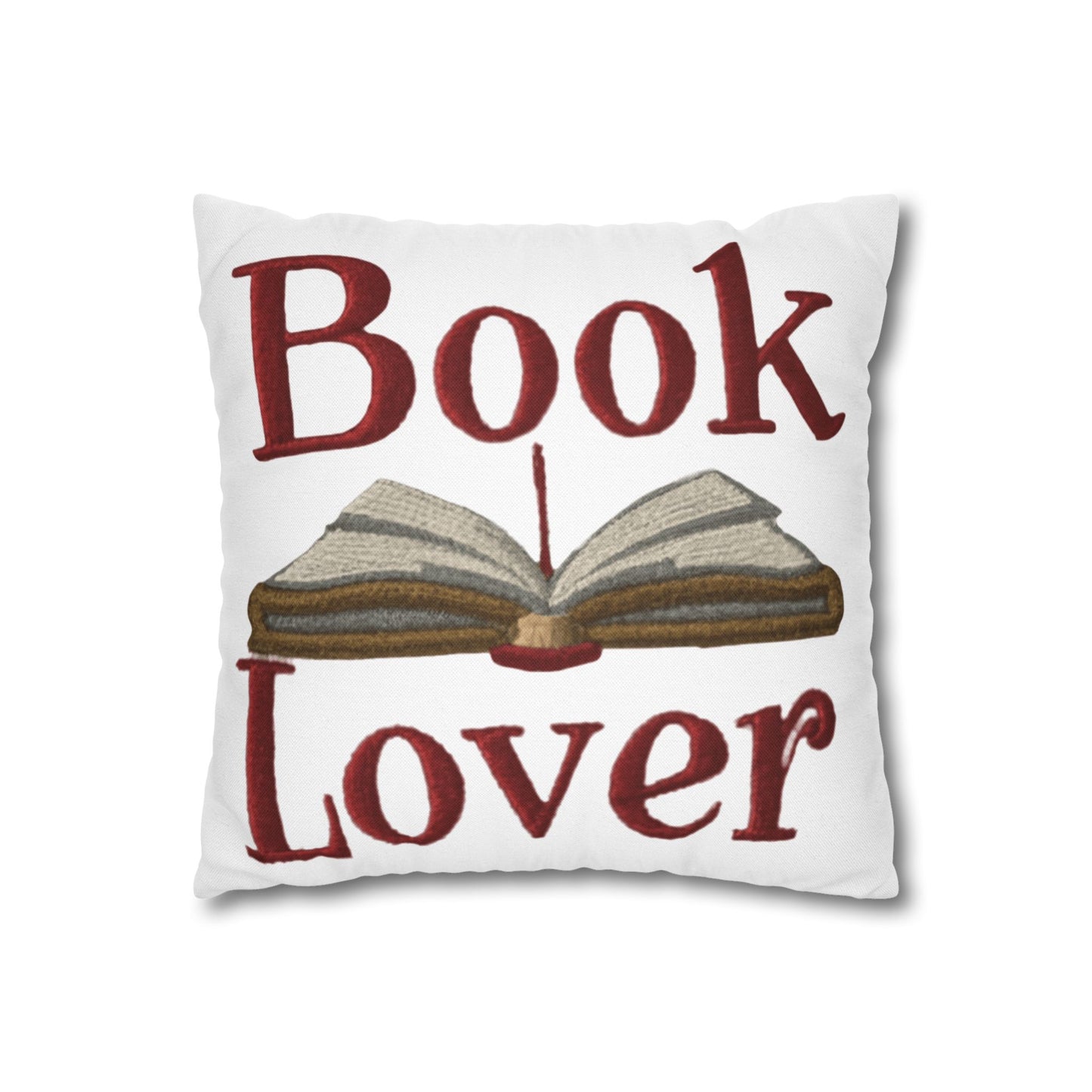 Open Book Embroidery Art: Book Lover Text for Avid Readers - Spun Polyester Square Pillow Case