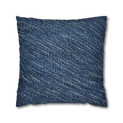 Denim-Inspired Design - Distinct Textured Fabric Pattern - Spun Polyester Square Pillow Case