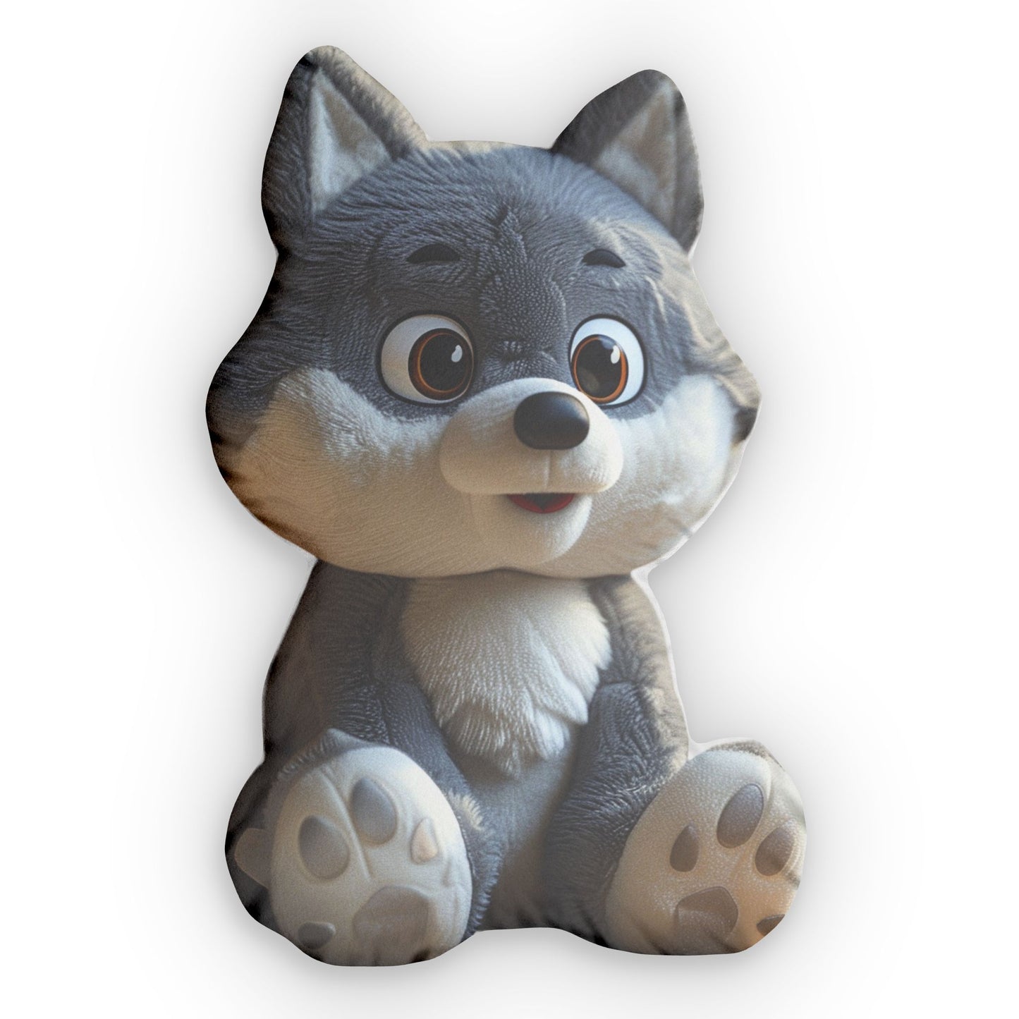 Grey Wolf Furry Plush, Stuffed Animal Furries, Gray Wolf Shaped Pillow