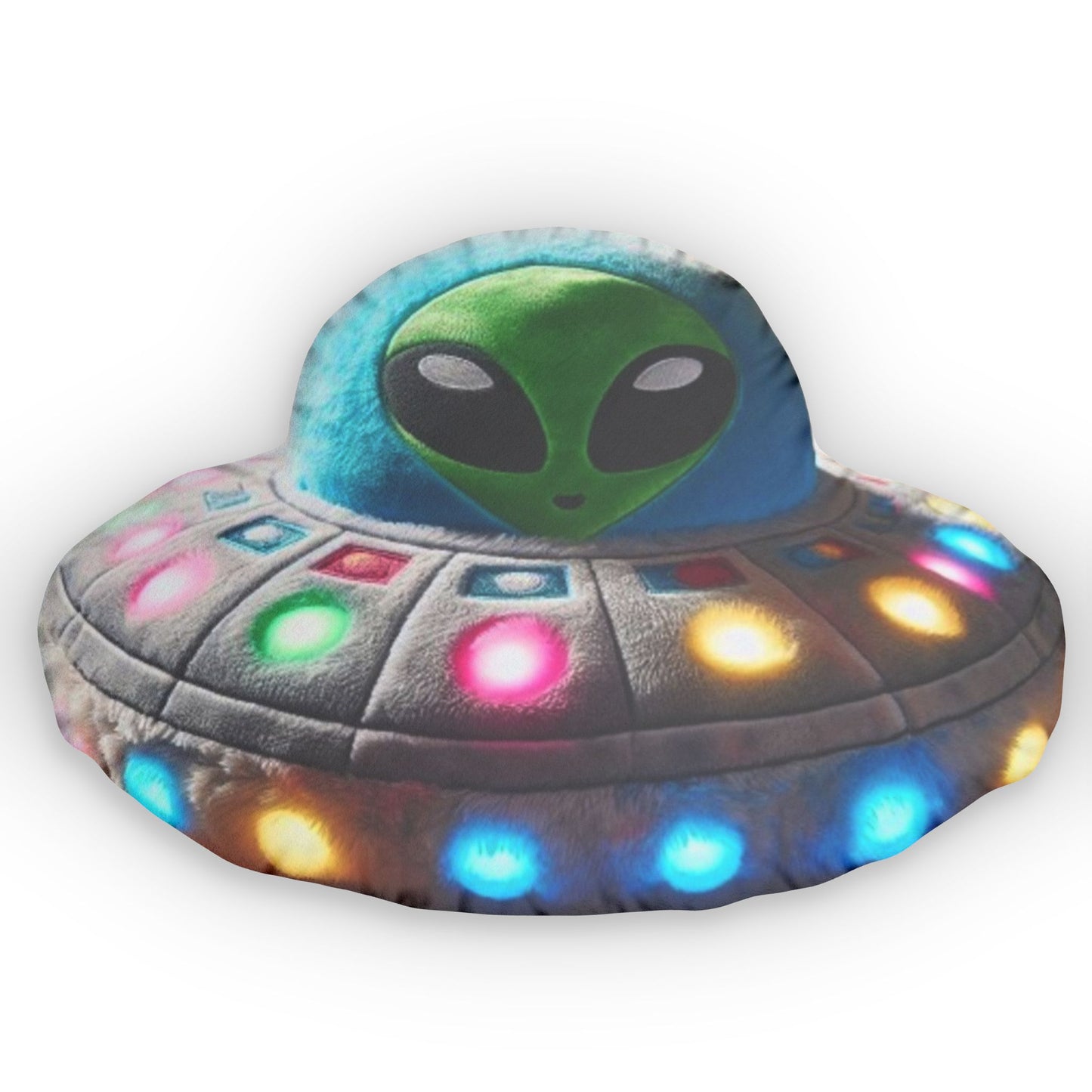 Alien UFO Spaceship, Galactic Gift, Plush Shaped Pillow