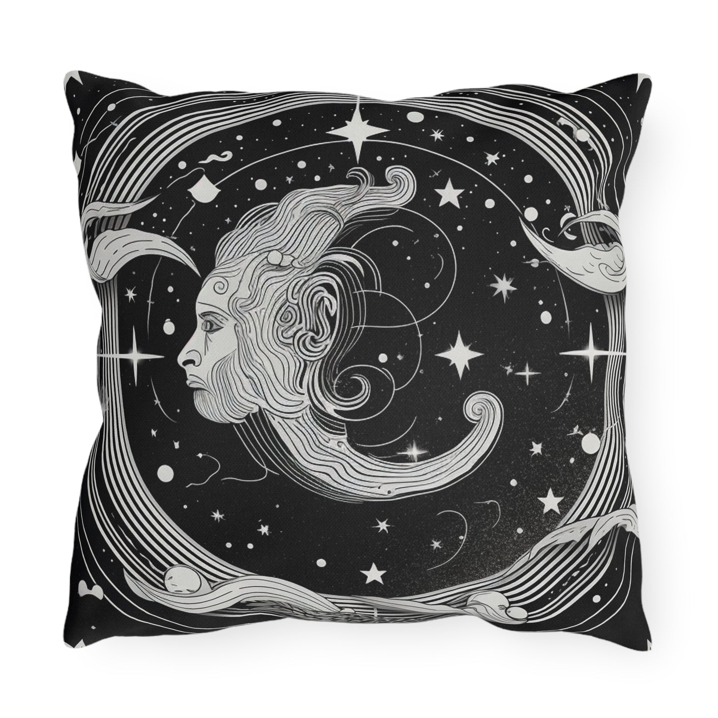 Aquarius Zodiac UV-Resistant Outdoor Pillow, Water-Resistant, Spun Polyester