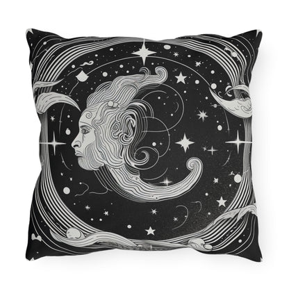 Aquarius Zodiac UV-Resistant Outdoor Pillow, Water-Resistant, Spun Polyester