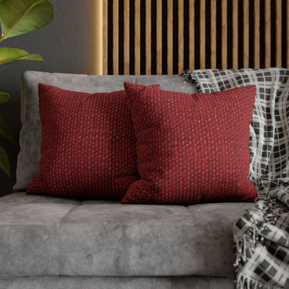 Bold Ruby Red: Denim-Inspired, Passionate Fabric Style - Spun Polyester Square Pillow Case