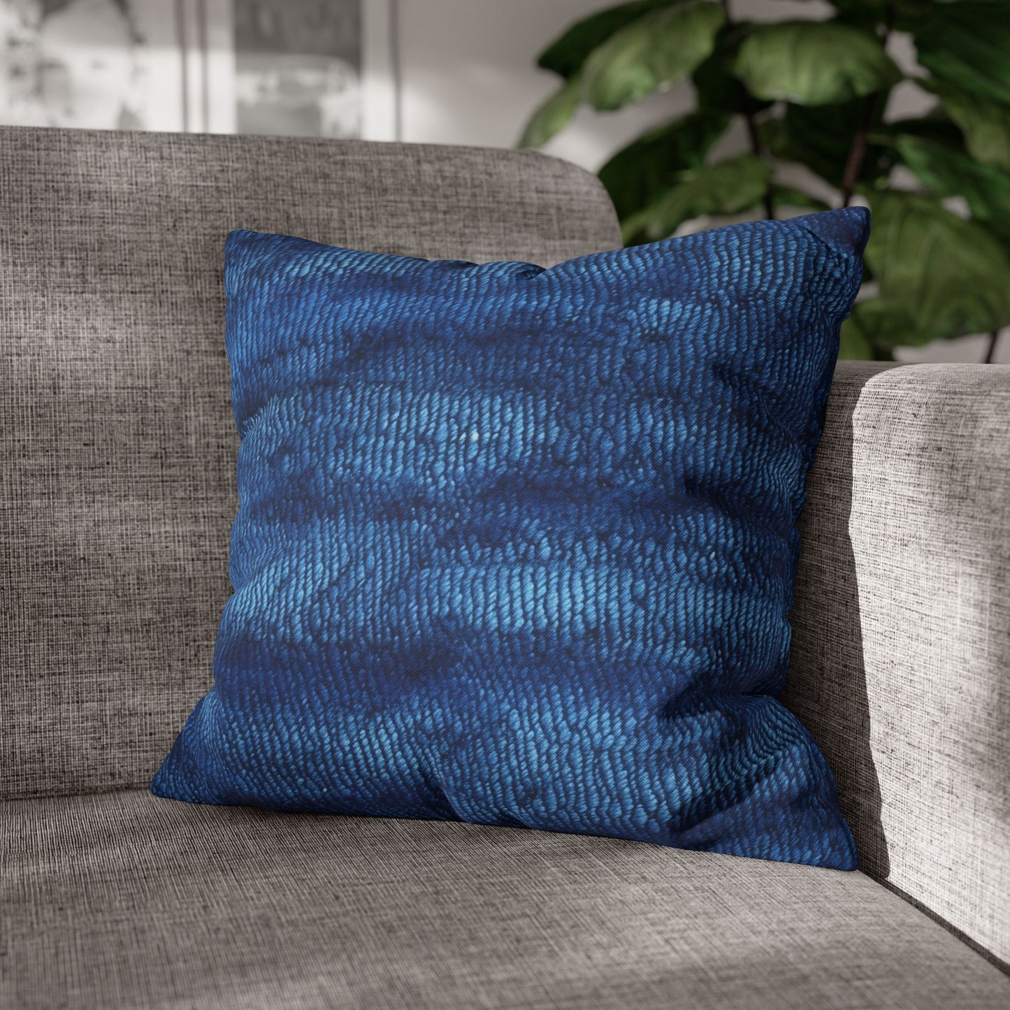 Blue Spectrum: Denim-Inspired Fabric Light to Dark - Spun Polyester Square Pillow Case