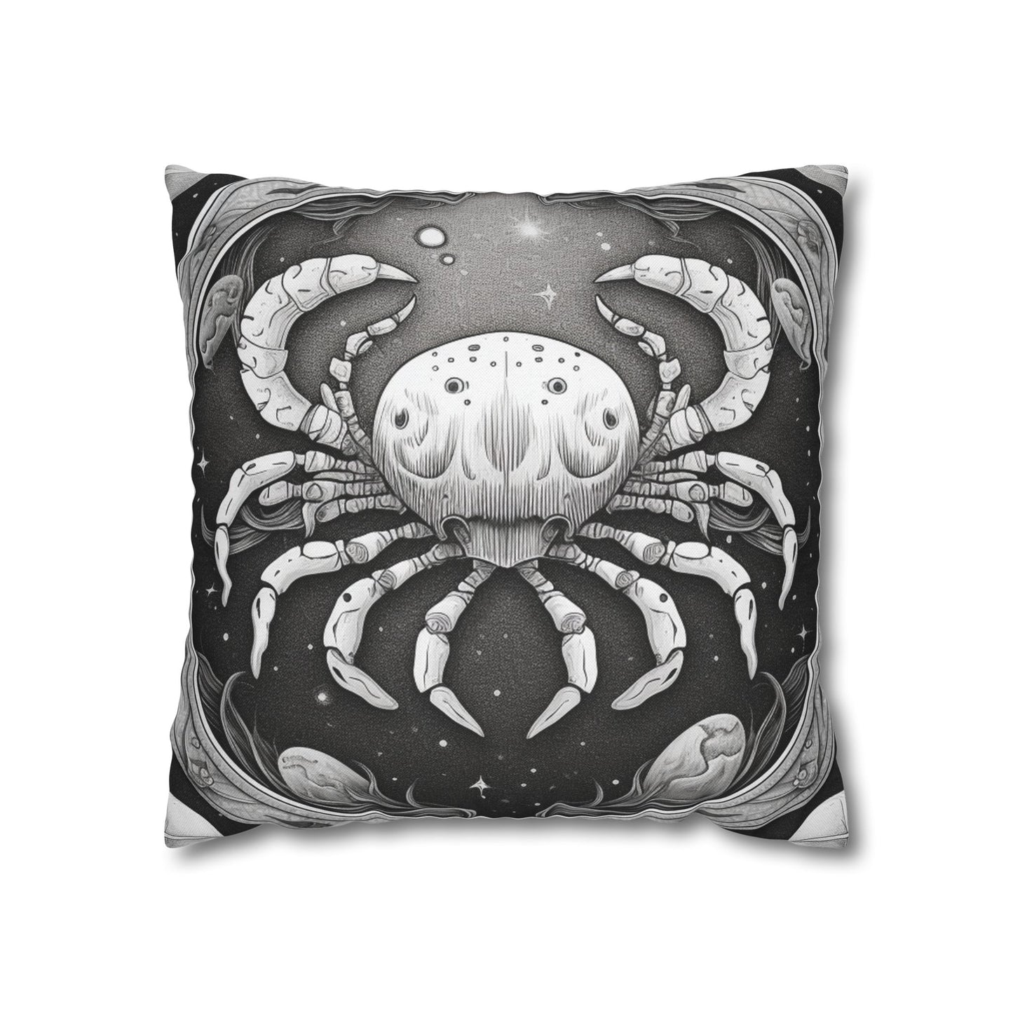 Cancer Zodiac Sign Polyester Square Pillow Case, Double Sided Design